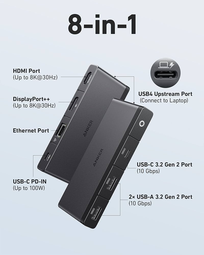 Anker 556 USB-C ハブ (8-in-1、USB4) 楽天市場】Anker 556 USB-C ハブ (8-in-1, USB4) 8K HDMIポート
